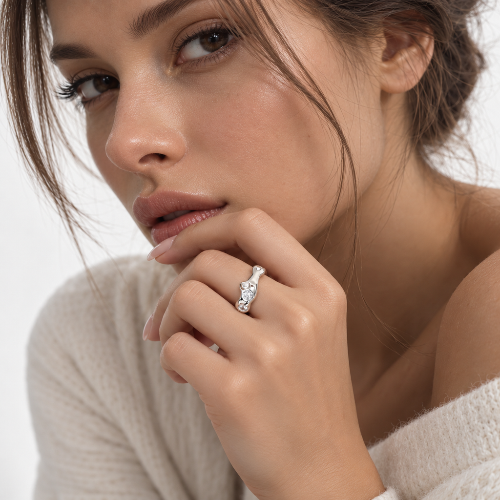 Nuba Irregular Rhinestone Open Ring
