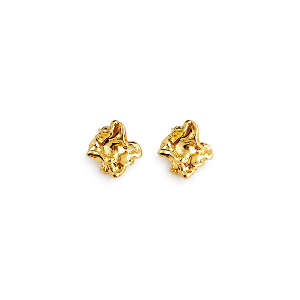 Nuba Geometric Gold Stud Earrings