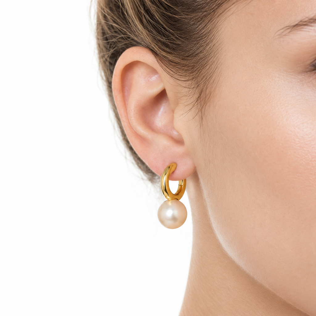 Nuba Pearl Hoop Earrings