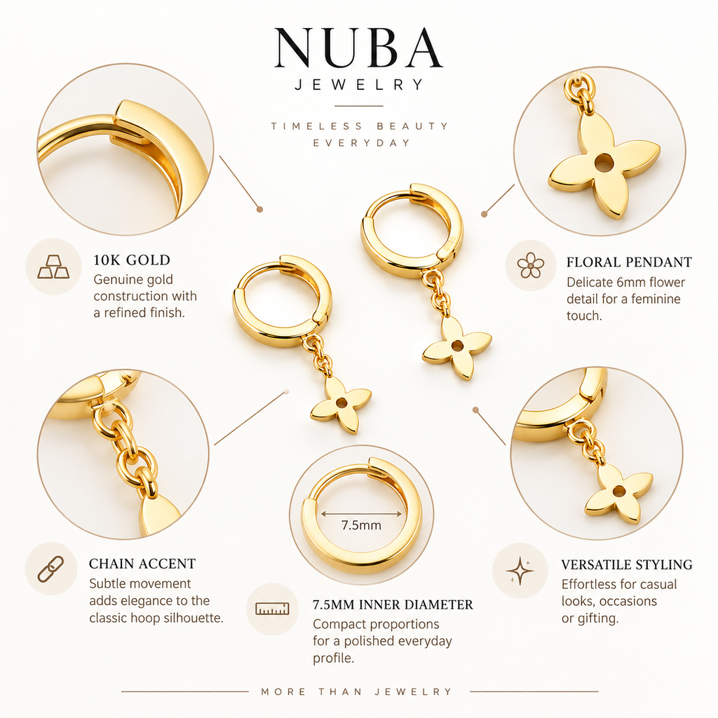 Nuba Floral Chain Hoop Earrings
