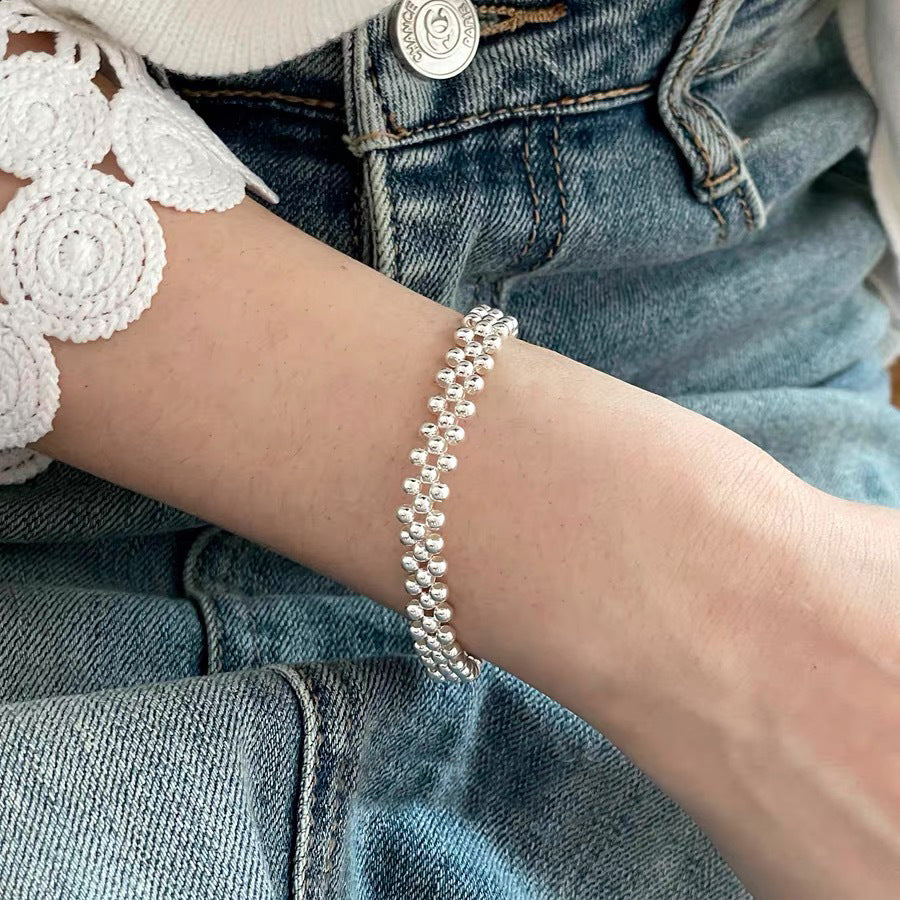 Nuba Hand-Beaded Sterling Silver Bracelet