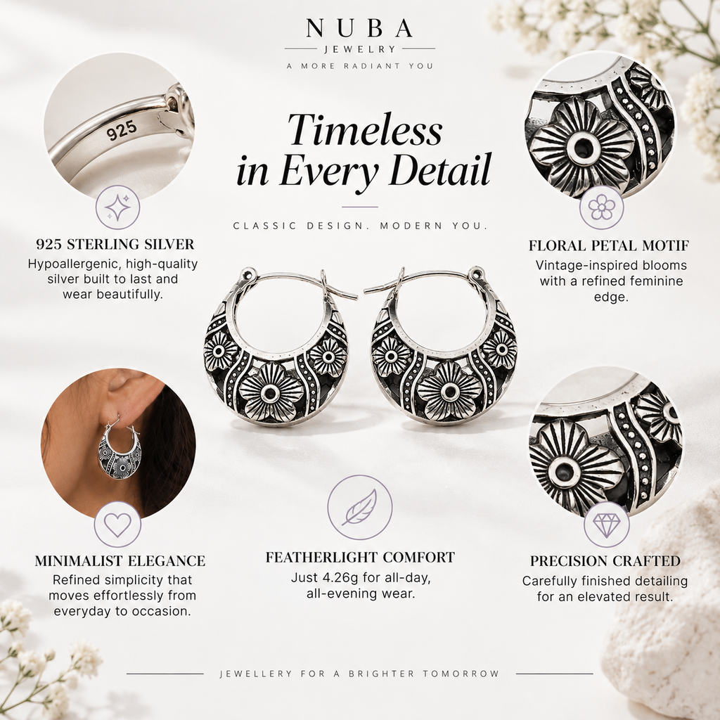 Nuba Silver Petal Earrings