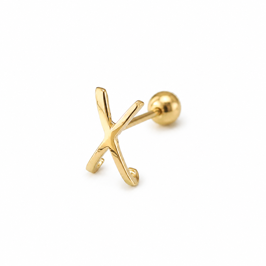 Nuba 10K Gold X-Letter Earrings