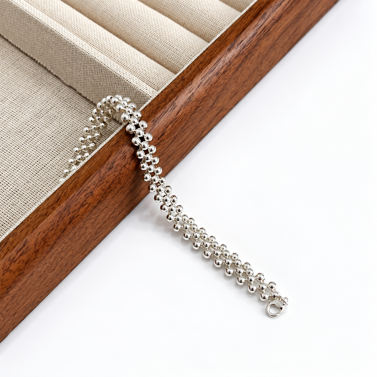 Nuba Hand-Beaded Sterling Silver Bracelet