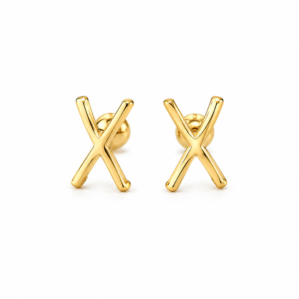 Nuba 10K Gold X-Letter Earrings