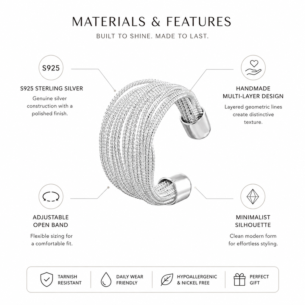 Nuba Multi-Layer Line Open Ring