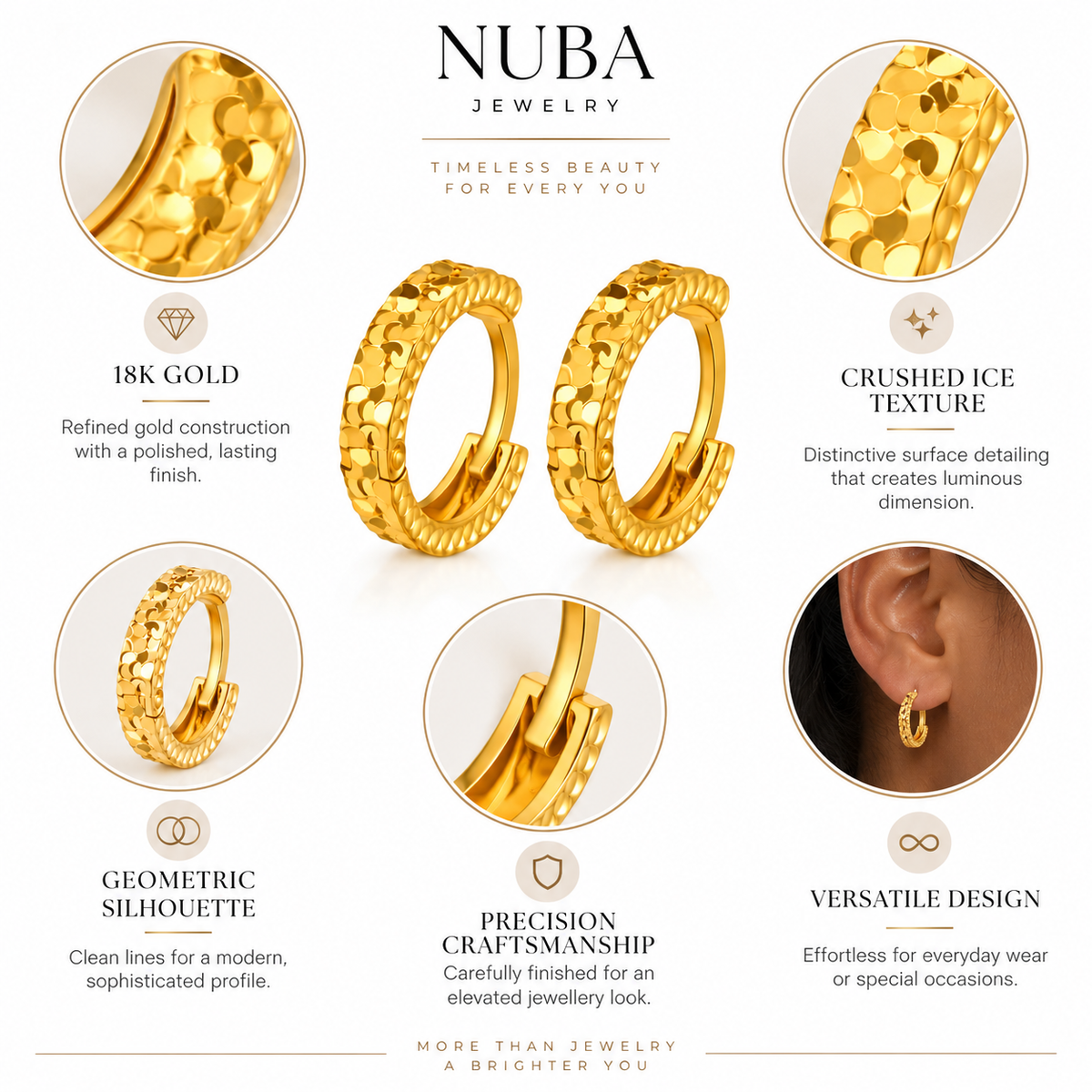 Nuba Crushed Ice Gold Earrings