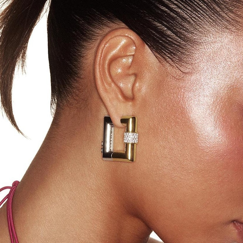 Nuba Square Zircon Hoop Earrings