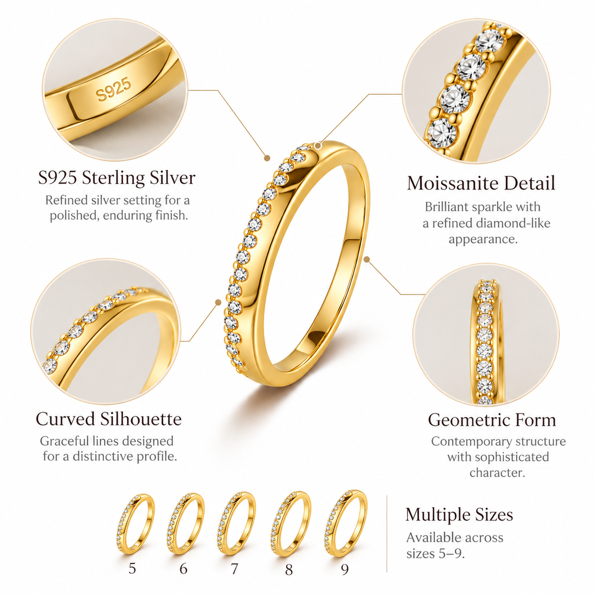 Nuba Curved Moissanite Signature Ring