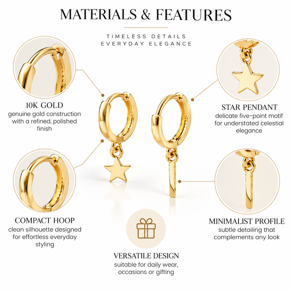 Nuba Star Drop Hoop Earrings