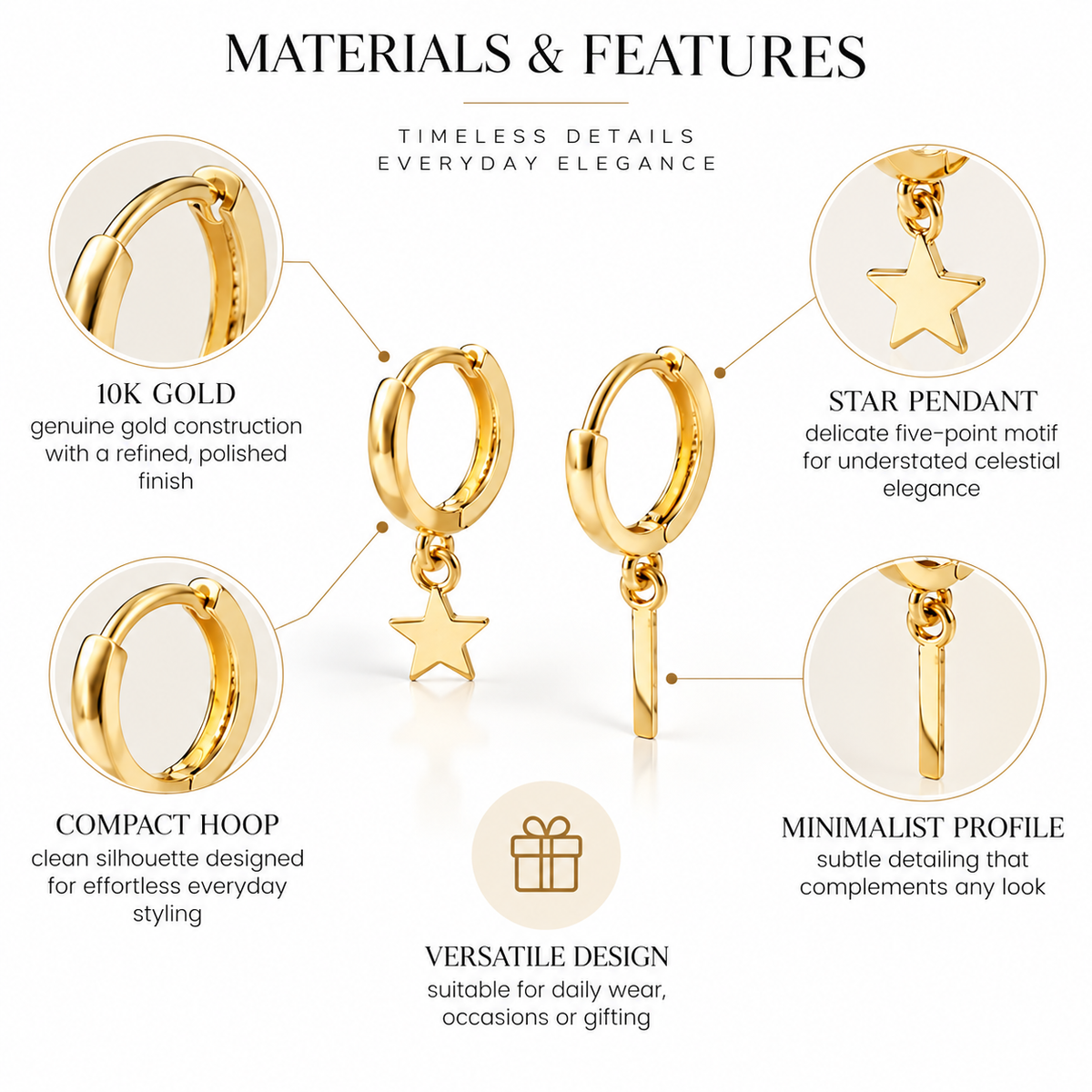 Nuba Star Drop Hoop Earrings