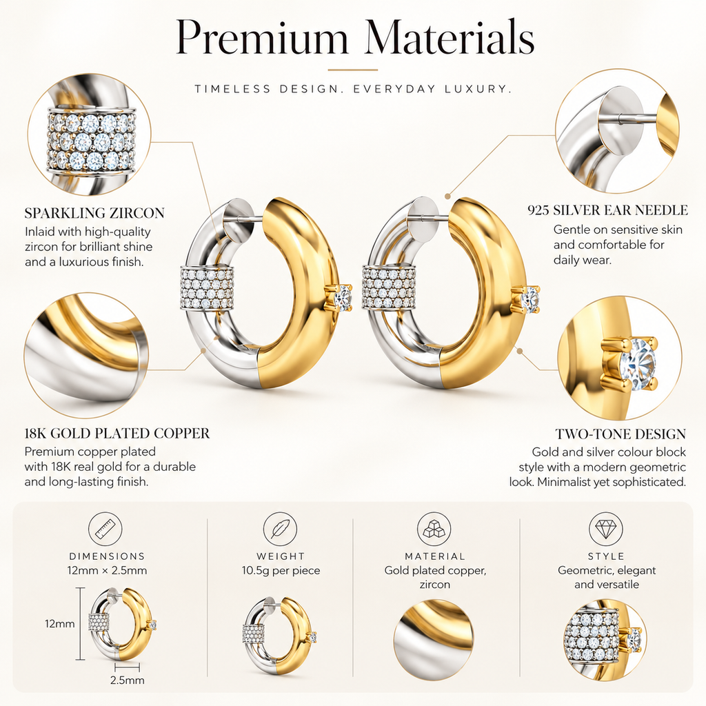 Nuba Elara Two-Tone Zircon Earrings