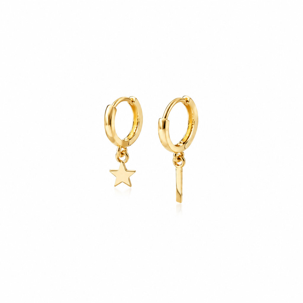 Nuba Star Drop Hoop Earrings