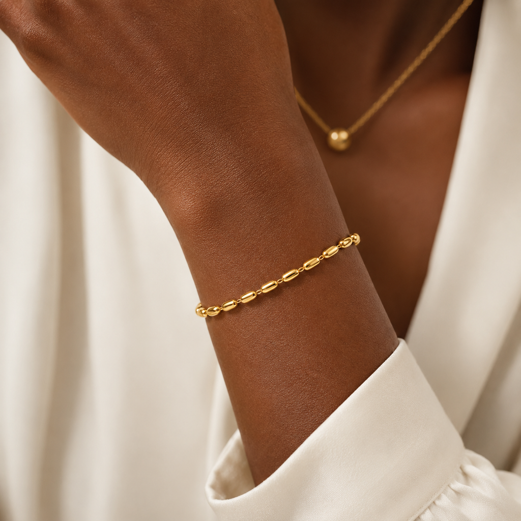 Nuba Rice & Olive Bead Bracelet