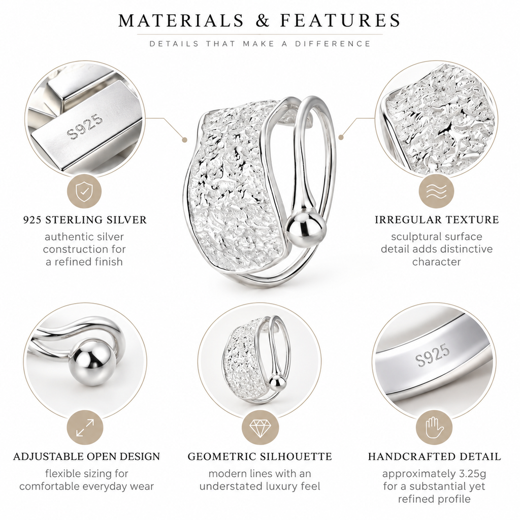 Nuba Textured Open Geometric Ring