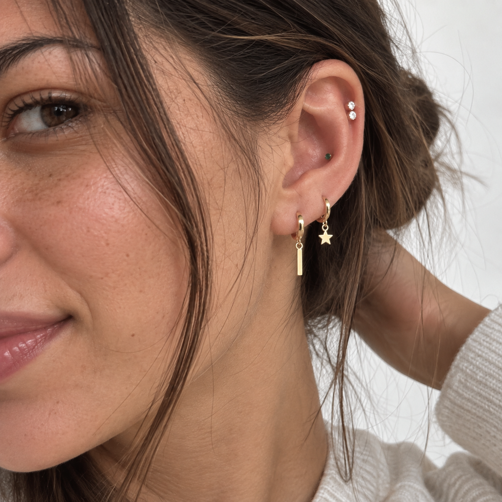 Nuba Star Drop Hoop Earrings