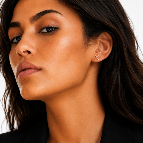 Nuba 10K Gold X-Letter Earrings