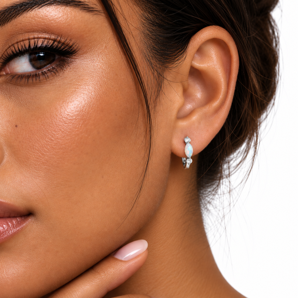 Nuba Opal Zircon Round Earrings
