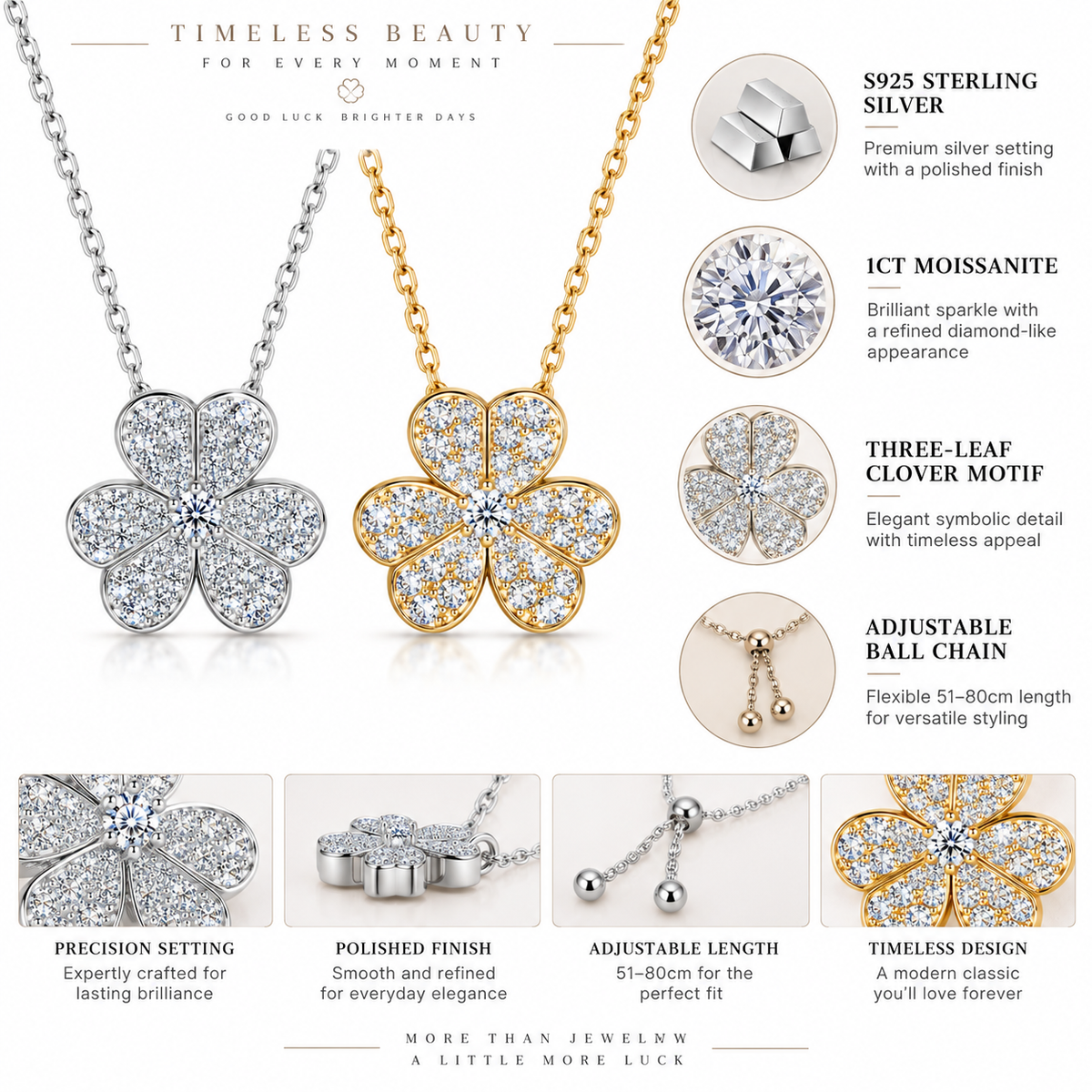 Nuba Clover Moissanite Necklace