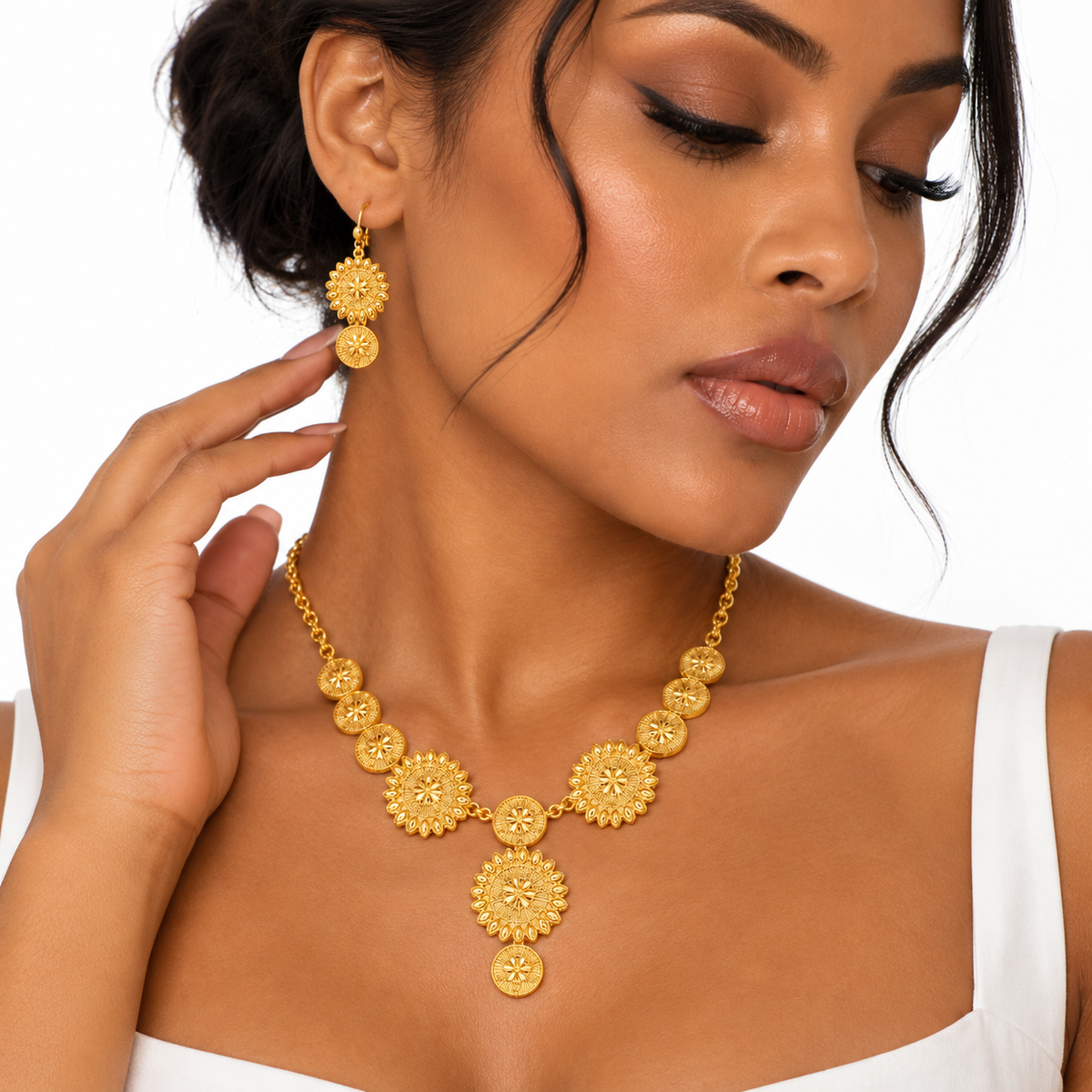 Nuba Gold Floral Jewelry Set