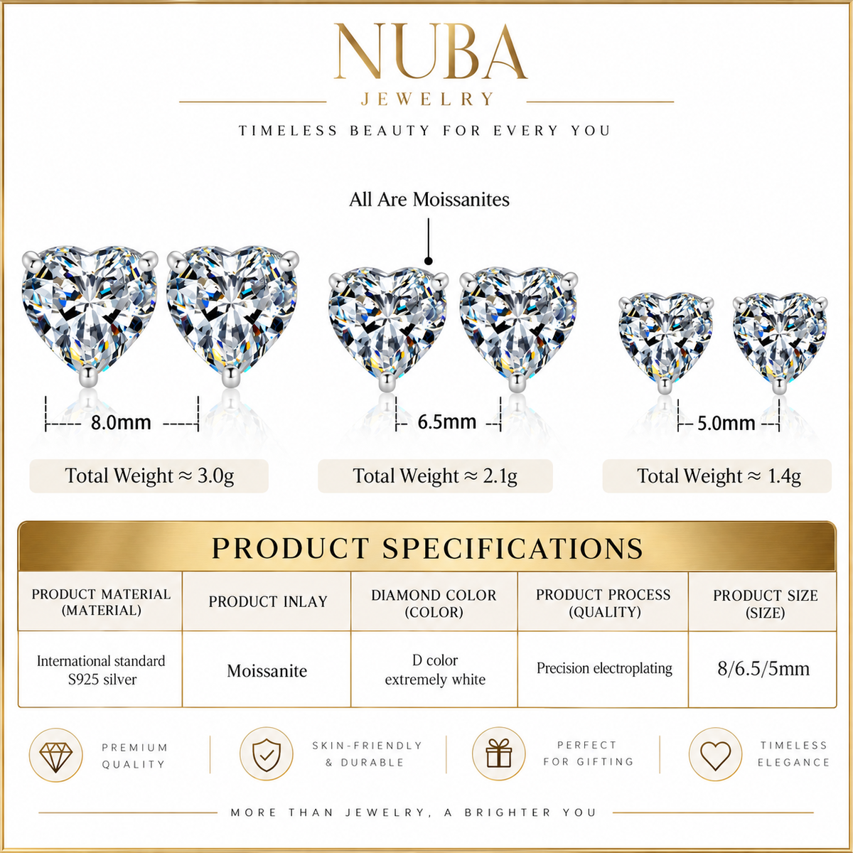 Nuba Heart Moissanite Earrings
