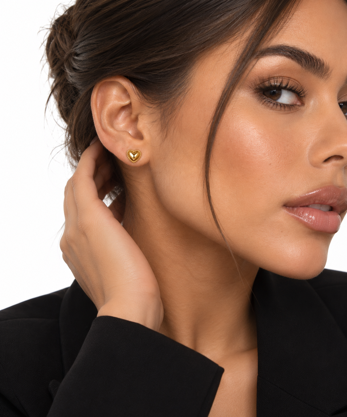 Nuba Heart Gold Stud Earrings