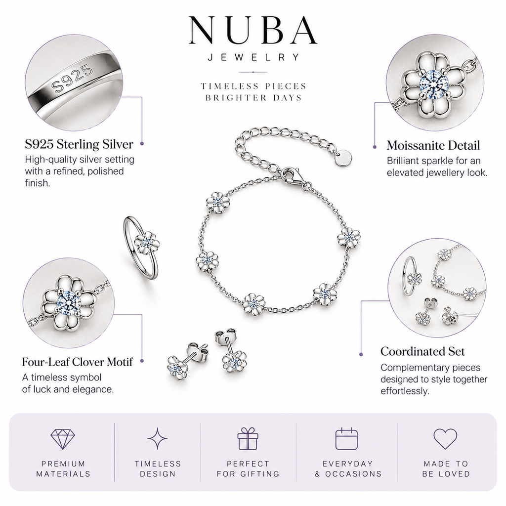 Nuba Moissanite Clover Jewellery Set