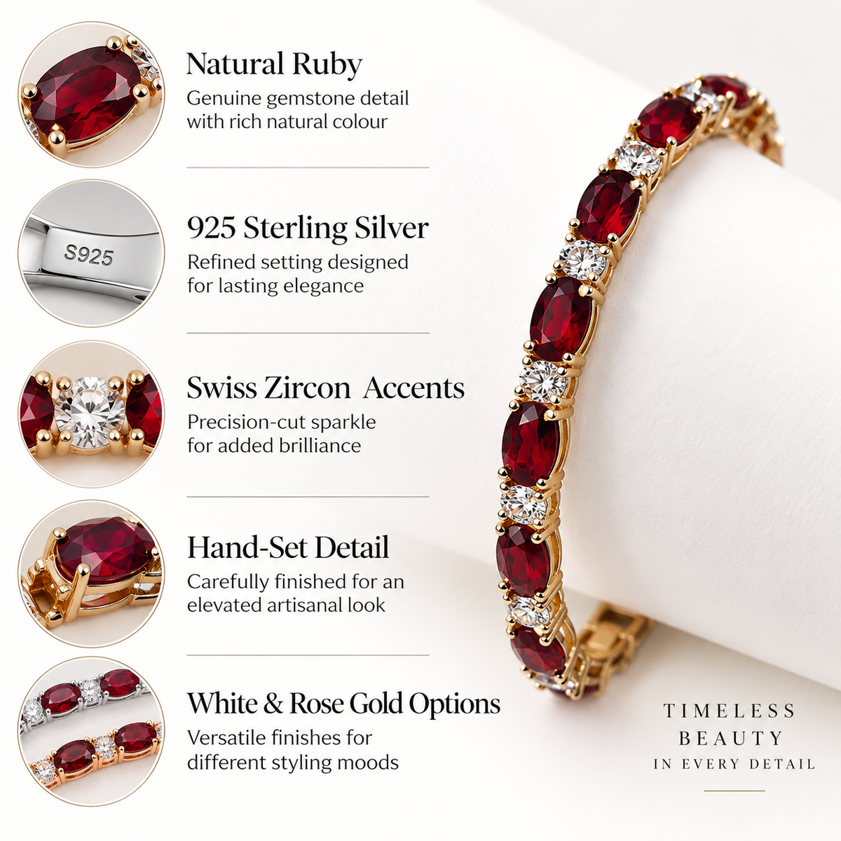Nuba Natural Ruby Gemstone Bracelet