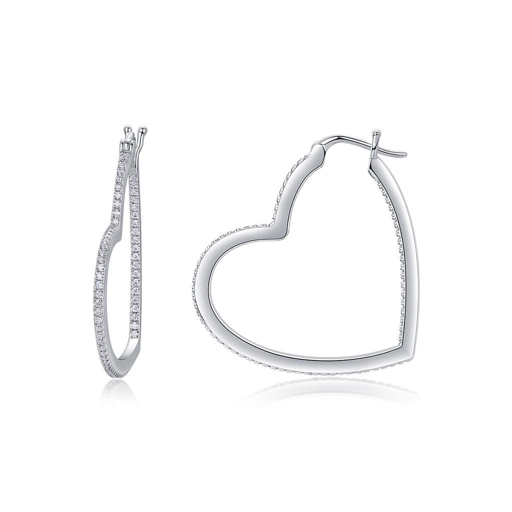 Nuba Heart Moissanite Silver Earrings