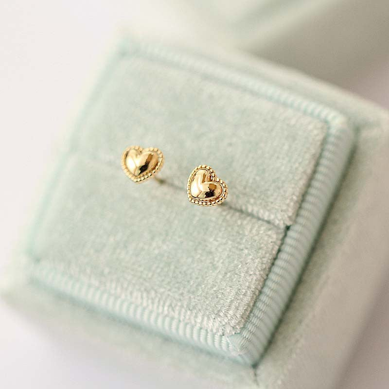 Nuba Heart Gold Stud Earrings