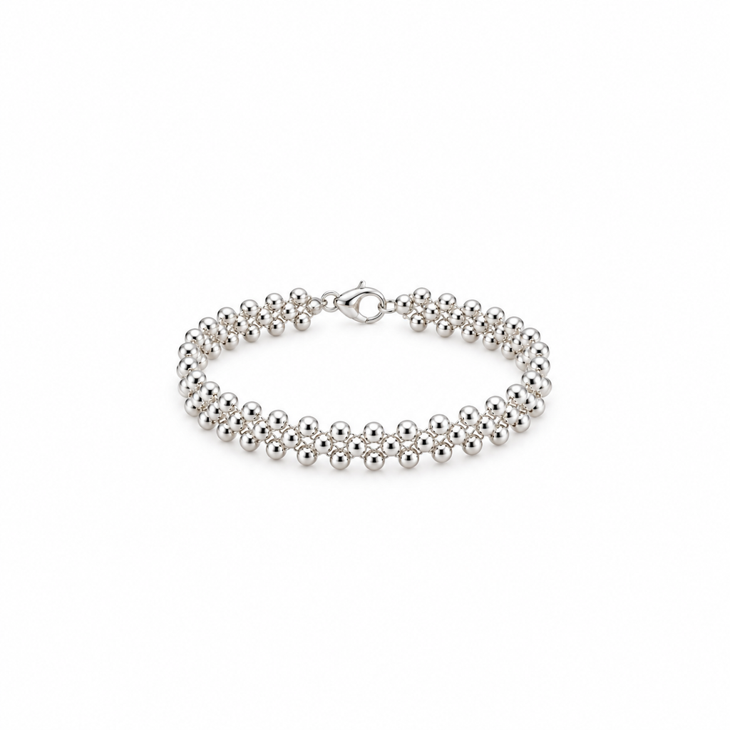 Nuba Hand-Beaded Sterling Silver Bracelet