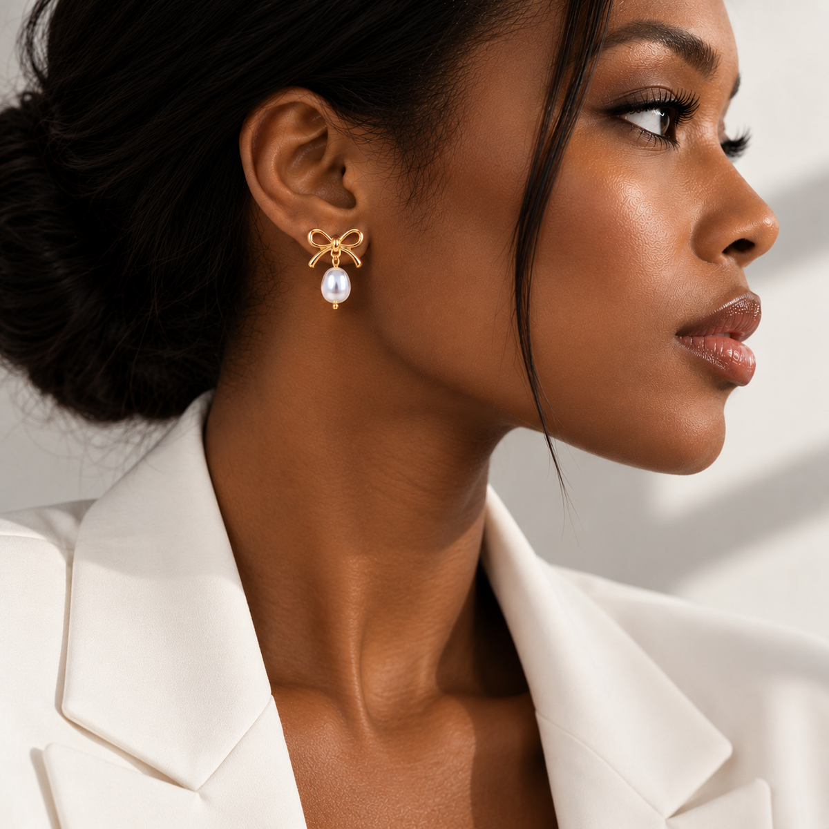 Nuba Pearl Bow Earrings
