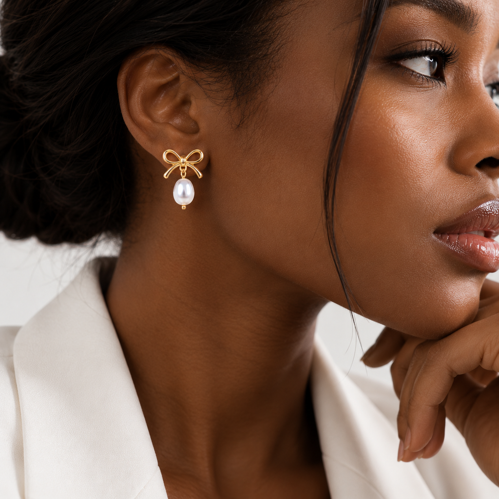 Nuba Pearl Bow Earrings