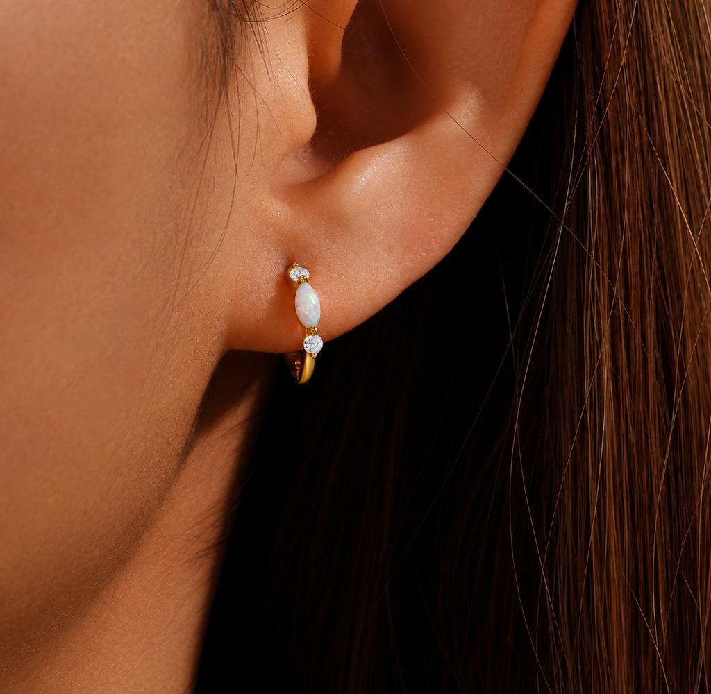 Nuba Opal Zircon Round Earrings