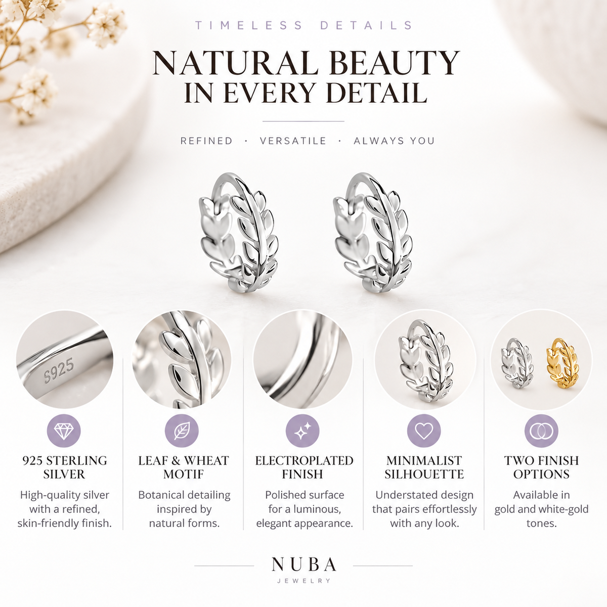 Nuba Leaf & Wheat Earrings