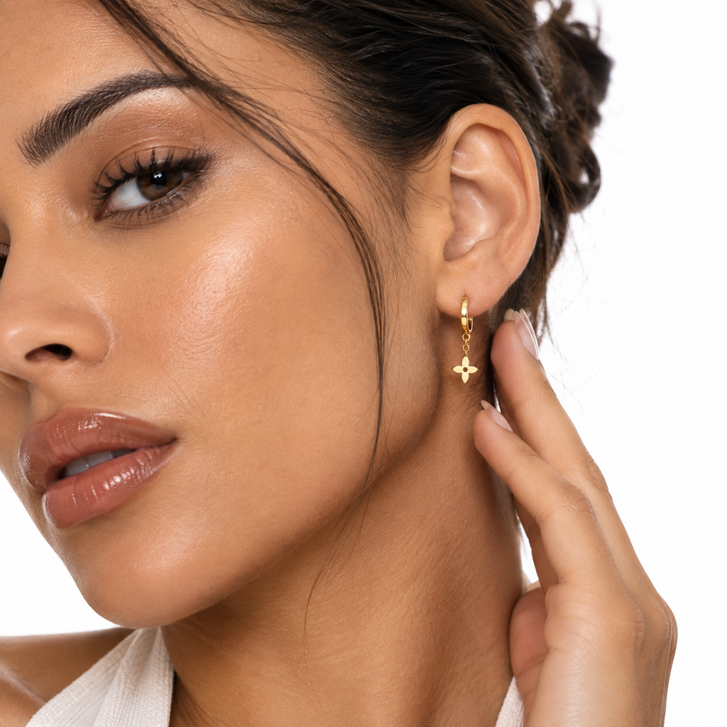 Nuba Floral Chain Hoop Earrings