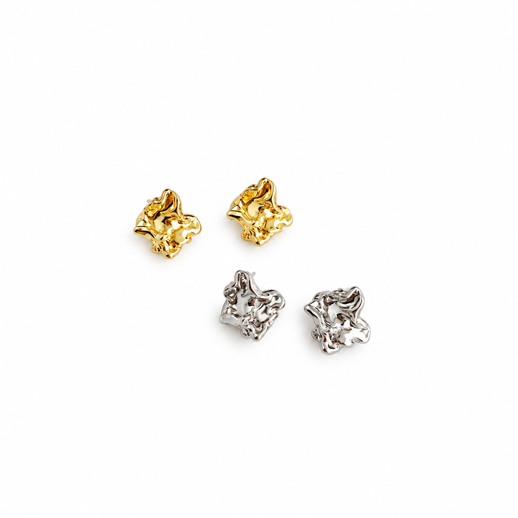 Nuba Geometric Gold Stud Earrings