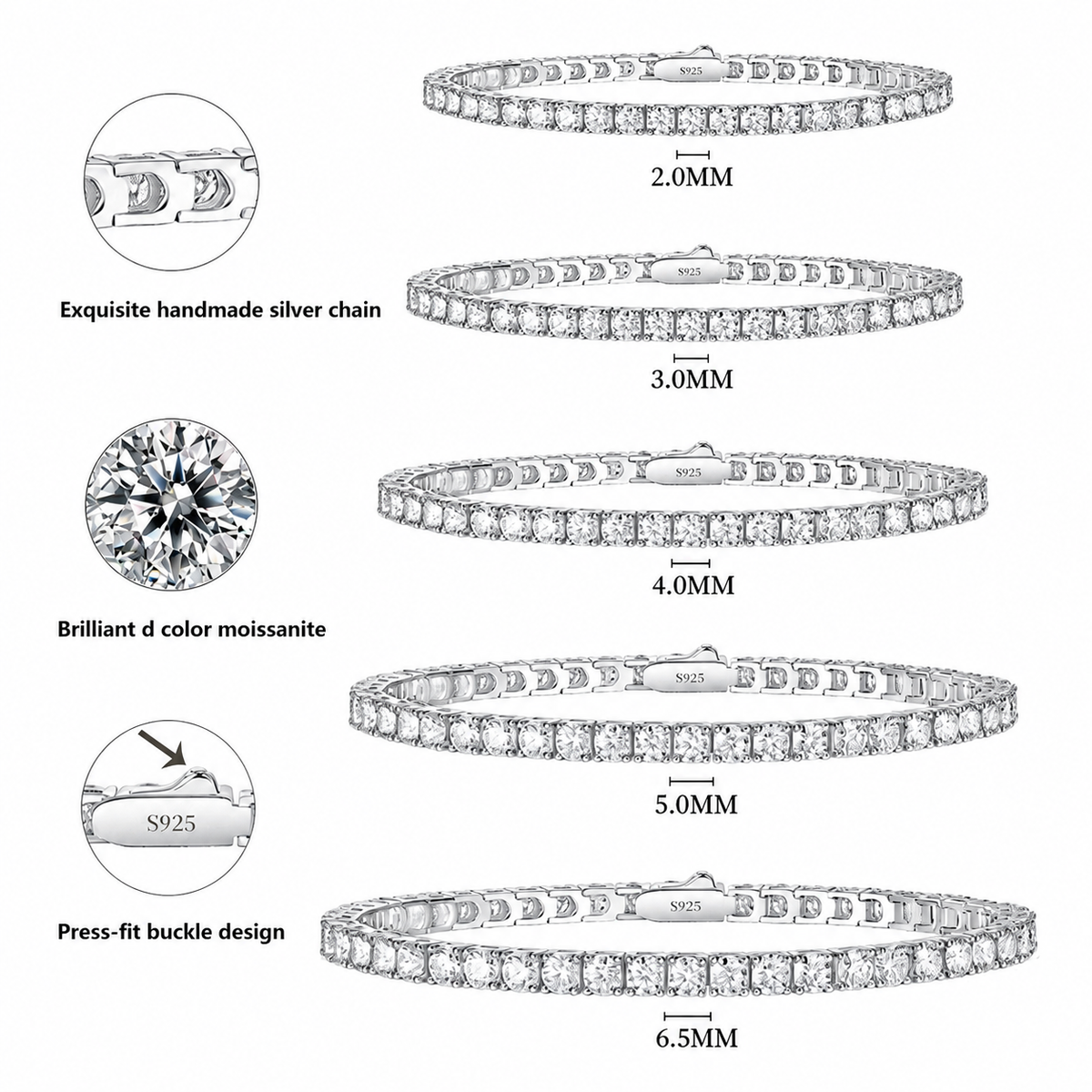 Nuba Moissanite Clover Tennis Bracelet