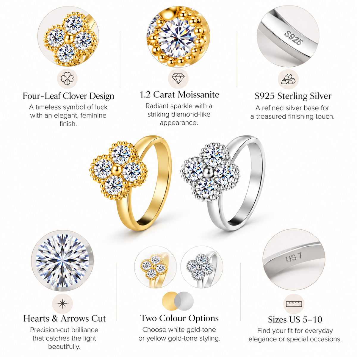 Nuba Seraphina Clover Moissanite Ring