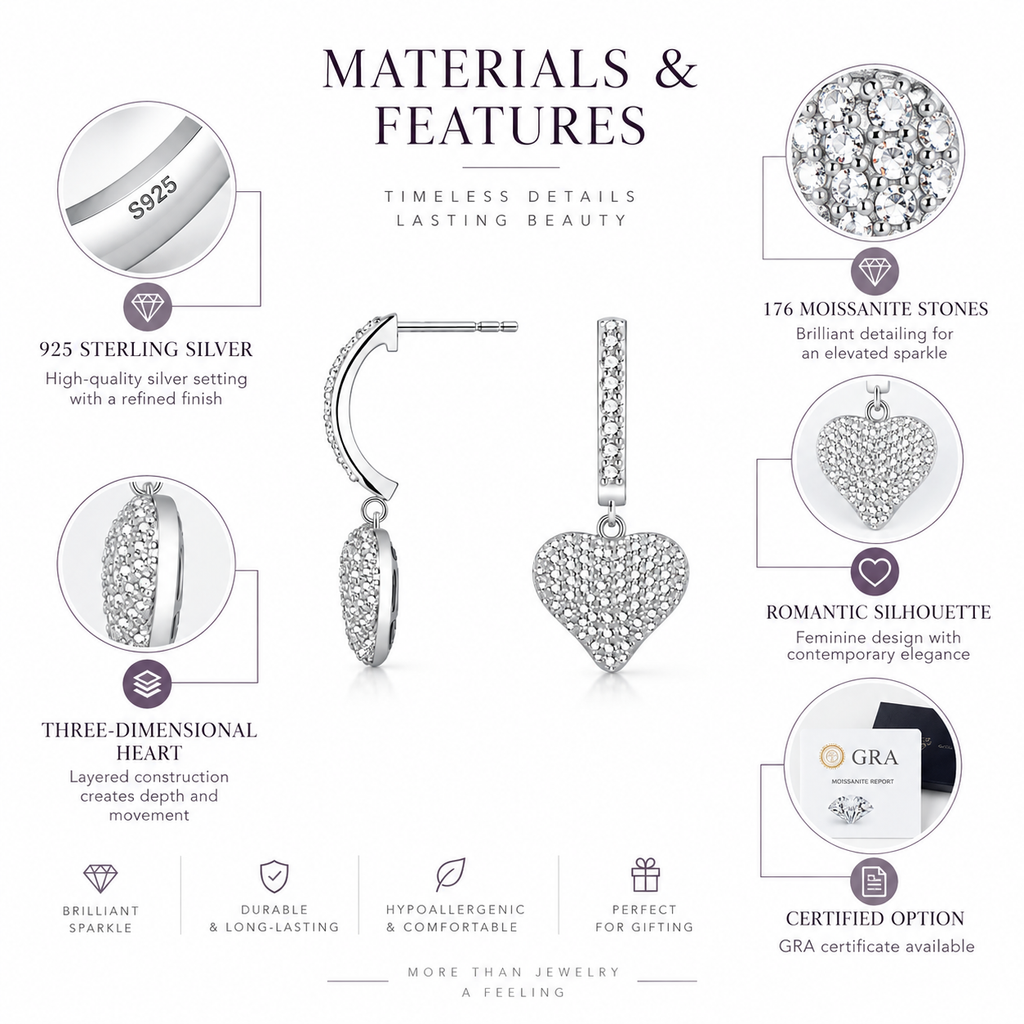 Nuba Heart Moissanite Earrings