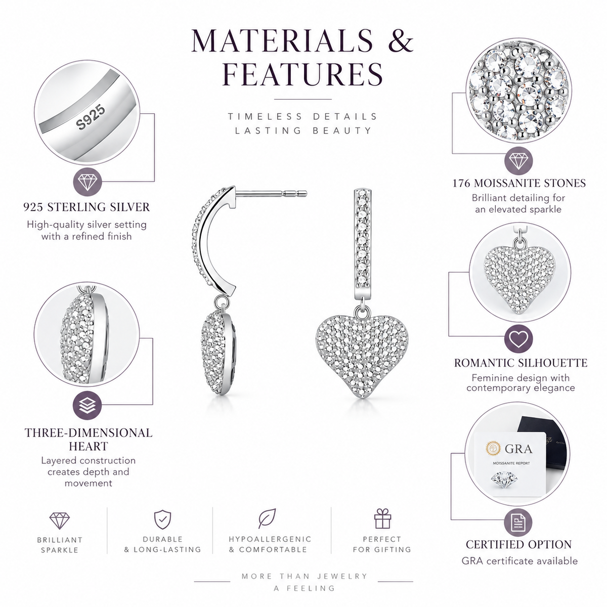 Nuba Heart Moissanite Earrings