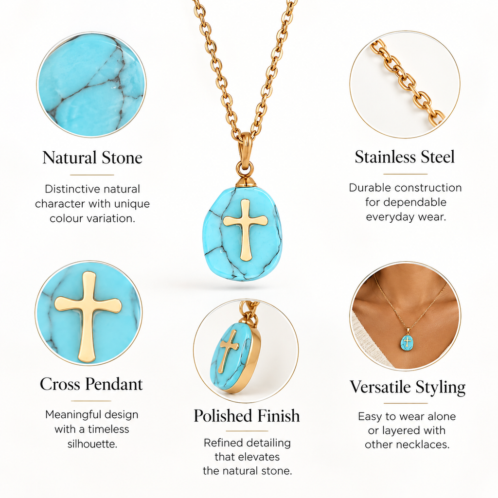 Nuba Natural Stone Cross Necklace