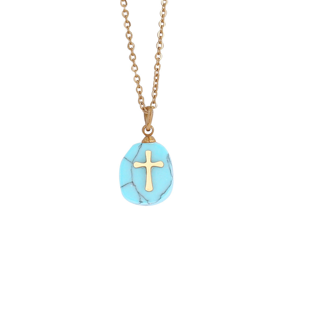 Nuba Natural Stone Cross Necklace