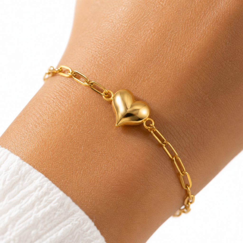 Nuba 18K Gold Heart Chain Bracelet