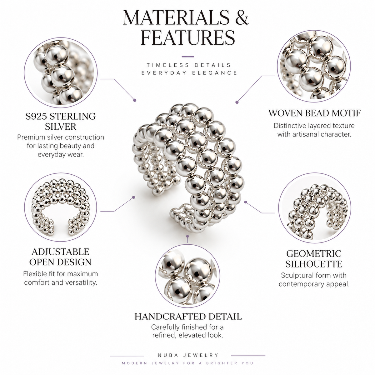 Nuba Gradient Bead Open Ring
