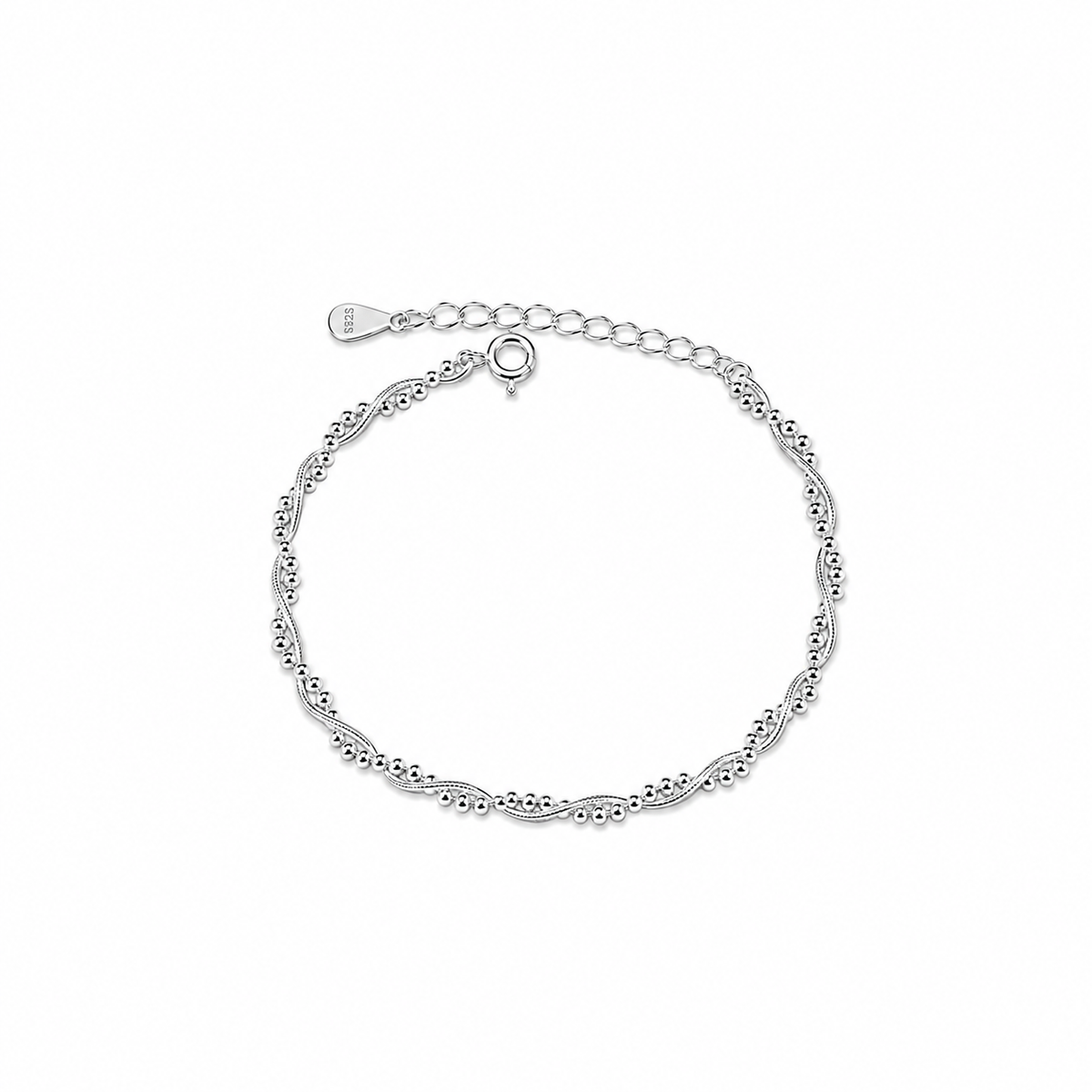 Nuba Double-Layer Silver Bead Bracelet