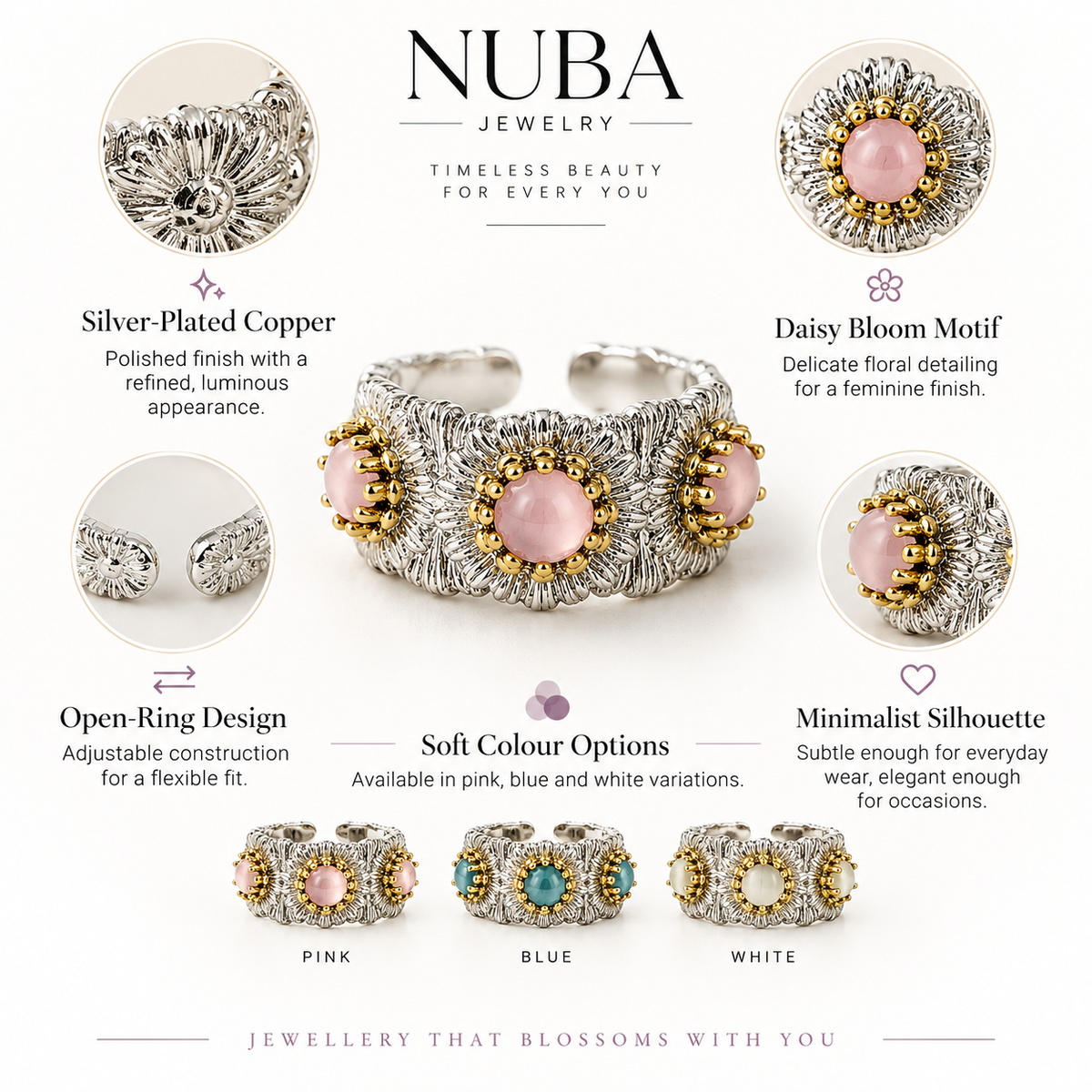 Nuba Daisy Bloom Open Ring