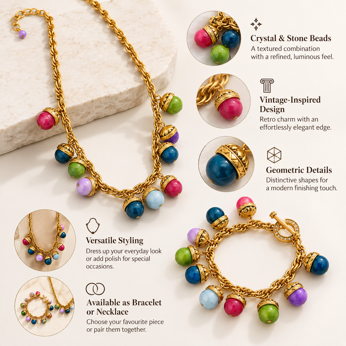 Nuba Celeste Crystal Bracelet & Necklace