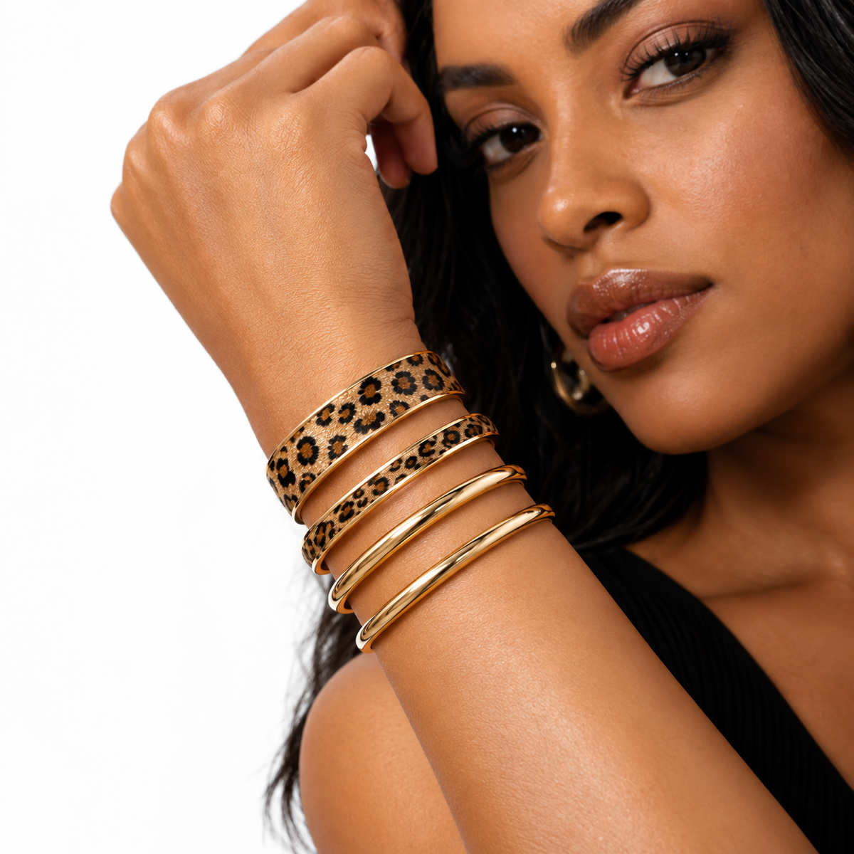 Nuba Leopard Bead Bracelet Set