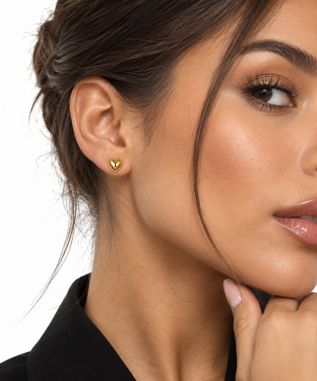 Nuba Heart Gold Stud Earrings